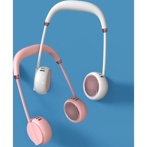 Portable Hanging Necklace Fan USB Mini Personal Cooling Double Fan Wearable Sports Halter Fan Air Cooler Outdoor