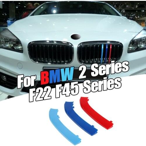 Dropship 3pcs Car 3D M Styling Front Grille Trim Bumper Cover Strip Strips Stickers Cover for BMW 2 Series F22 F45