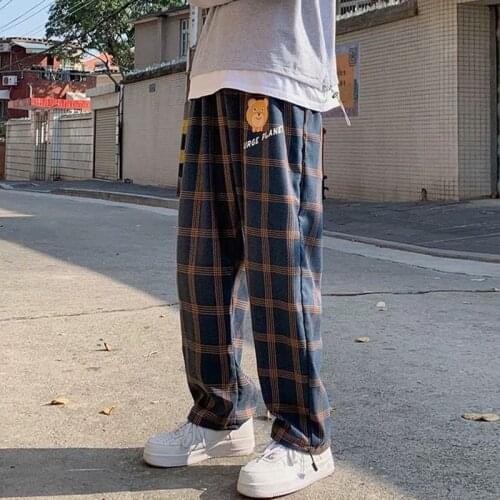 Korean Pants Mens Fashion Retro Drawstring Casual Pants Men Streetwear Loose Hip Hop Straight Pants Men Trousers