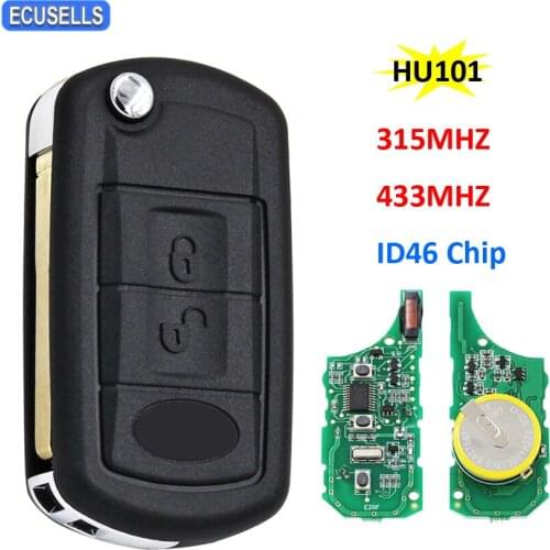 Folding Flip 3 Button Remote Car Key 315Mhz / 433Mhz ID46 7941 Chip for Land Rover Discovery 3 4 LR3 with HU101 Uncut Blade