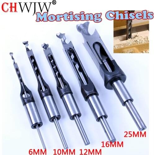 1pc HSS Square Hole Saw Mortise Chisel Wood Drill Bit with Twist Drill