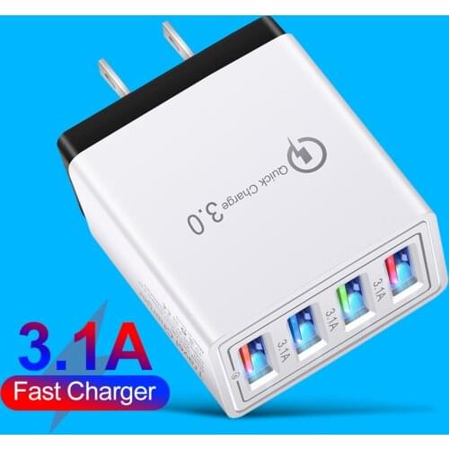 Mobile Phone Wall Charging Chargers for Travel Office Home 5V 3.1A Portable 4 Ports USB Tablet Charger Adapter UK with LED Color