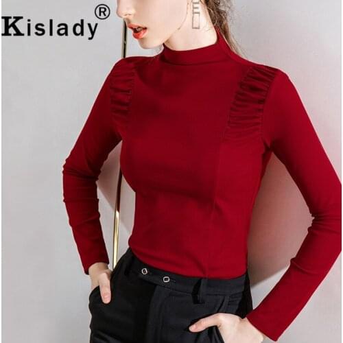 Kislady Square Collar Long Sleeve Gothic Women Shirt Elegant Tops OL Patchwork Solid Shirt Korean Harajuku Fashion Fold Clothes