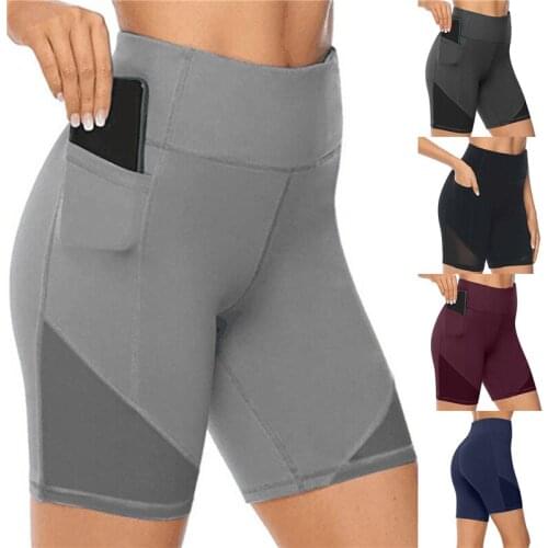 Women Gym Shorts 2021 High Waist Lifting Push Up Tight Sports Leggings Phone Pocket Jogging Running Fitness Yoga Shorts Pant