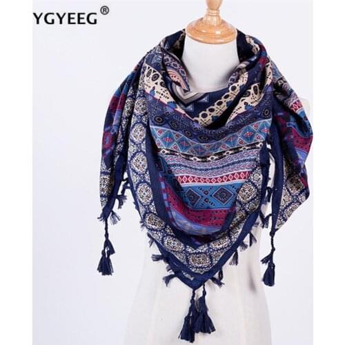 YGYEEG Winter Scarf Fashion Women Scarf Triangle Tassel Printing Scarves Women Triangle Bandage Wholesale Winter Cashmere Scarfs