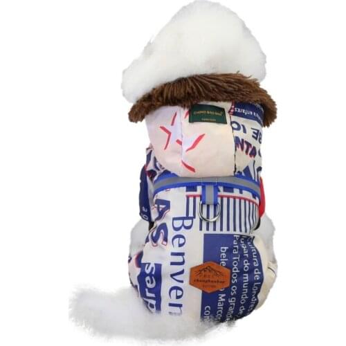 Winter Pet Thickened Warm Four-legged Down Jacket With Tow Rope Super Warm Jacket Thicker Cotton Coat Dogs Pets Dogs Clothing