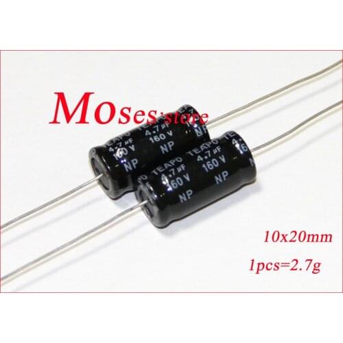 160v 4.7uf Original New Axial Audio NP Bipolar Electrolytic Capacitor Capacitance 10x20mm +/- 20