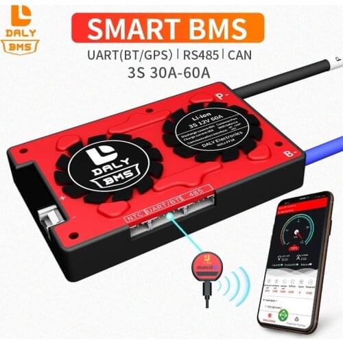 3.7V Daly Smart BMS 3S 12V 30A 40A 60A UART BT With Balance Board Can Configure Parameters On Bluetooth APP And PC