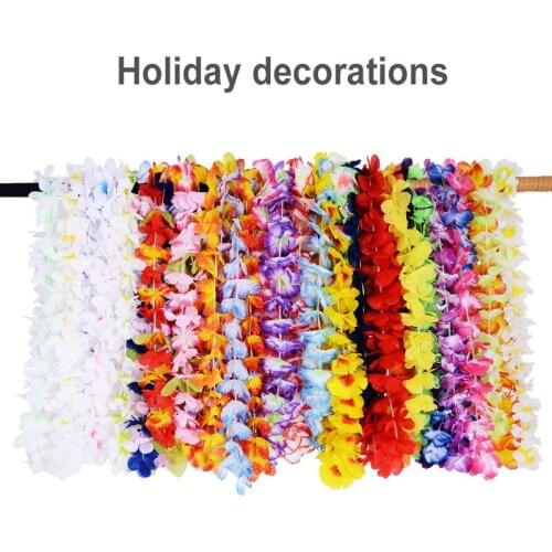 36pcs Hawaiian Necklace Tropical Hawaii Cloth Flower Wreath Halloween Party Decor Fall Decorations Искусственные Цветы