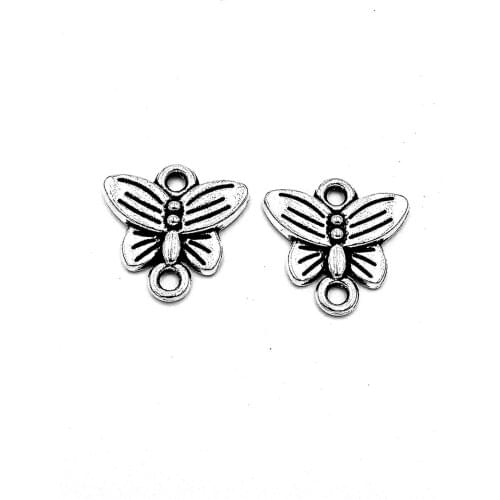 50pcs Butterfly link charms pendant 14x14mm antique silver ornament accessories jewelry making craft base material