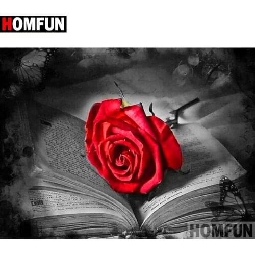 HOMFUN Full Square/Round Drill 5D DIY Diamond Painting "Flower book" 3D Diamond Embroidery Cross Stitch Home Decor A20014