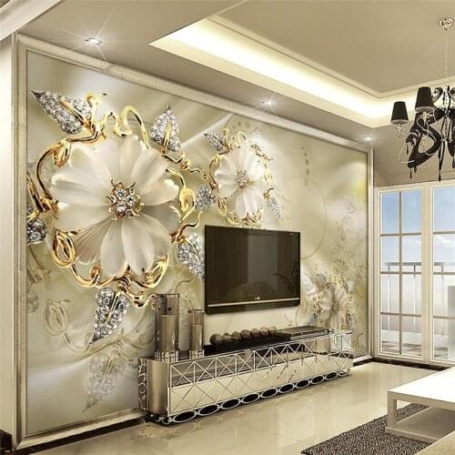 Beibehang custom photo Wallpaper Diamond Jewelry Rose Background Mural for Living Room Large Painting 3D wall paper Home Decor