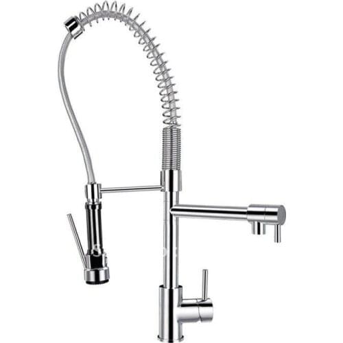 Free shipping chrome finish pull out kitchen mixer spring faucet
