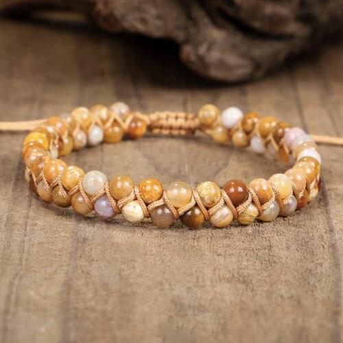 Natural Stone Beads Bracelet For Women Handmade String Braided Wrap Bracelets Bangles Double Layers Couple Yoga Jewelry