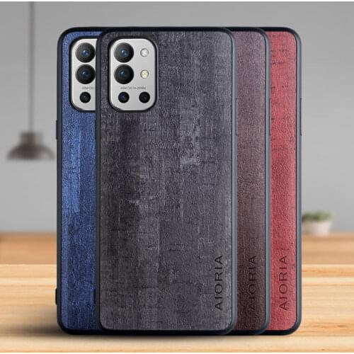 Case for Oneplus 9R Funda Luxury Vintage Bark pattern Leather Phone Cover for oneplus 9r case Coque