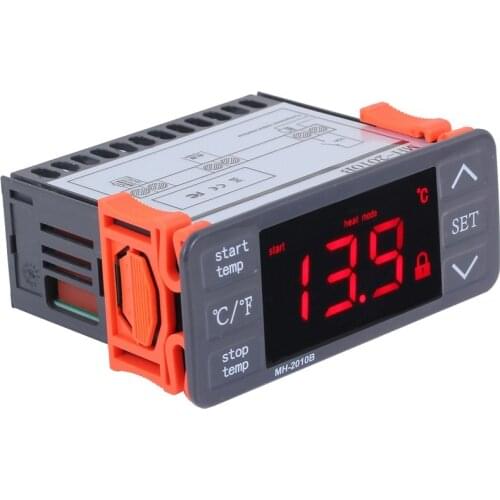 AC220V Digital LED Temperature Controller Touch-keys °C/°F Heating and Cooling Thermostat 10A 1 Relay with NTC Sensor