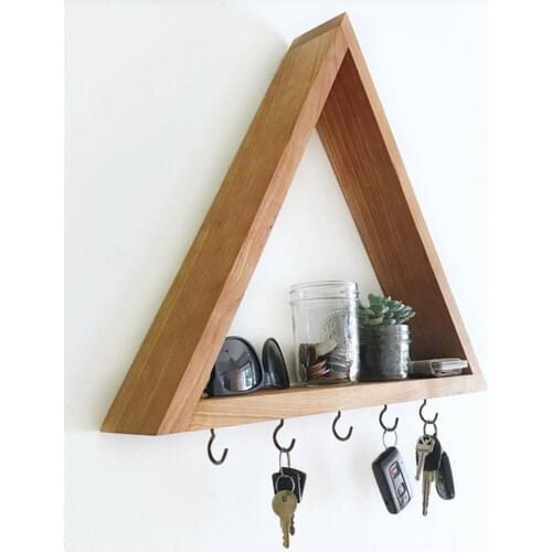 Decorative Keychain Pine Wood Rack Handmade Key Hanger Robe