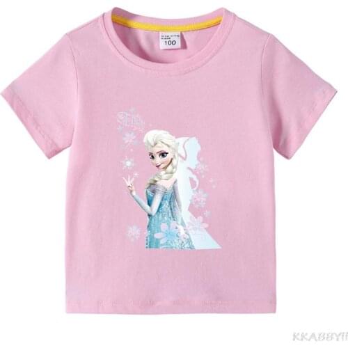 Disney Frozen Kids Clothes Unisex New Summer Girls T Shirt Cartoon 3D Print Baby Girl Tshirt Casual Kawaii Kids Tshirt