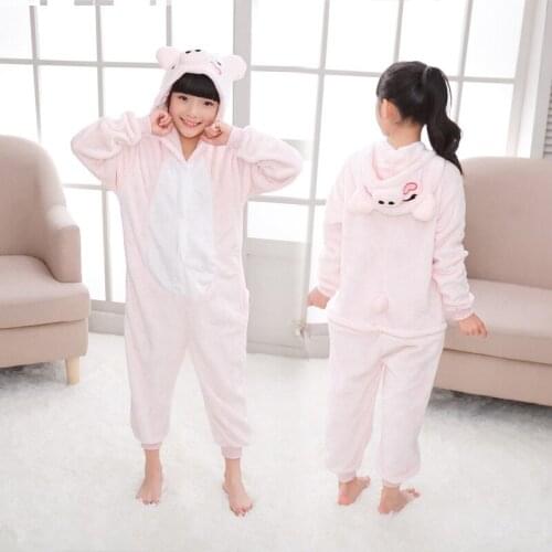Children Kids Animal Costume Cosplay Pig Halloween Anime Hooded Onesie Costumes Jumpsuit for Boy Girl Pajama
