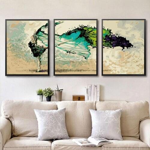 DIY Painting By Numbers Dancing Girl 40x50cmx3pcs Oil Painting HandPainted Kits Figure Canvas Drawing Home Decor Gift