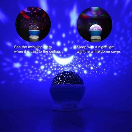 Galaxy Night Light Star Sky Projector Starry Lights Kids Baby Gifts LED Rotating Star Moon Night Battery Lamp Bedroom Decor