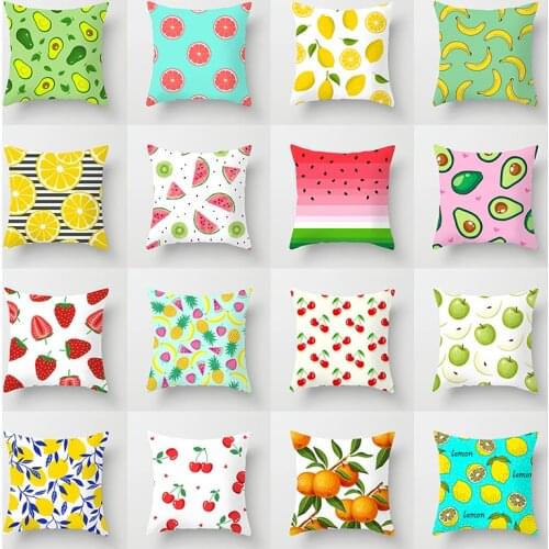 Hipster Tropical leaves Summer Fruits Print Cushion Case Bright Candy Colors Pink Blue Throw Pillows Case Sofa Couch Pillows