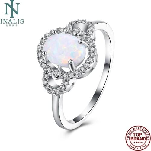 INALIS Romantic White 5A Clear Cubic Zirconia And Opal Oval Shape Rings For Women Anniversary Ring Fashion Female Jewelry Best