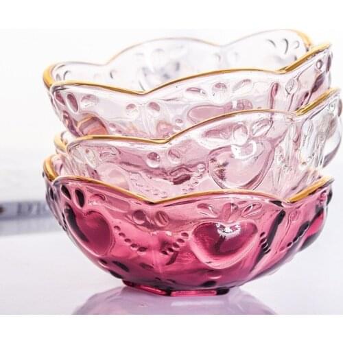 Creative Salad Bowl Japanese Phnom Penh Cherry Blossom Glass Tableware Birds Nest Syrup Tremella Soup Cup Ice Cream Bowl