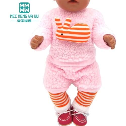 Doll clothes for 43cm toy new born doll accessories Pink Cashmere cartoon casual baby suit