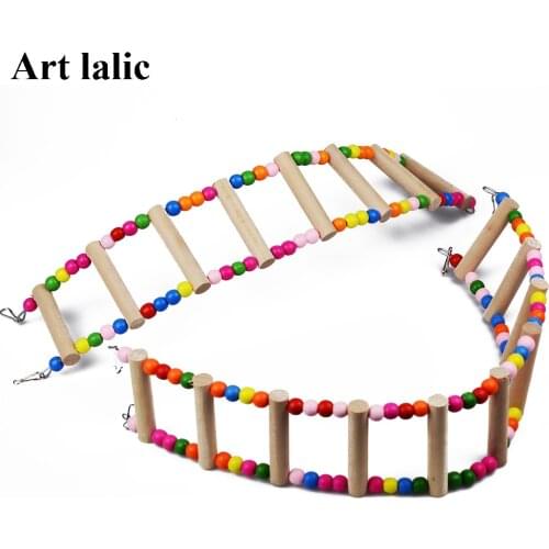 L Size Birds Swing Wooden Bridge Ladder Climb Cockatiel Parakeet Budgie Parrot Pet Toy Wood Ladder