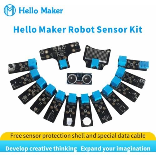 Hello Maker Robot Sensor Kit Compatible with Arduino, Python，Scratch, Micro: bit programming Study DIY Building Block Control