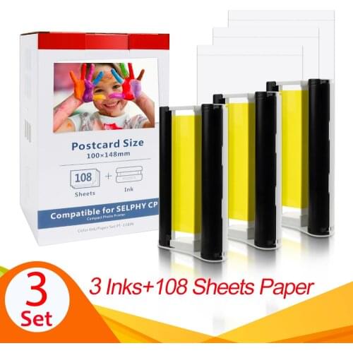 2PK Ink Cassette For Canon Selphy CP1300 Ink Cartridge 6 Inch KP 108IN KP-36IN For Canon Selphy CP1200 CP910 CP900 Photo Printer