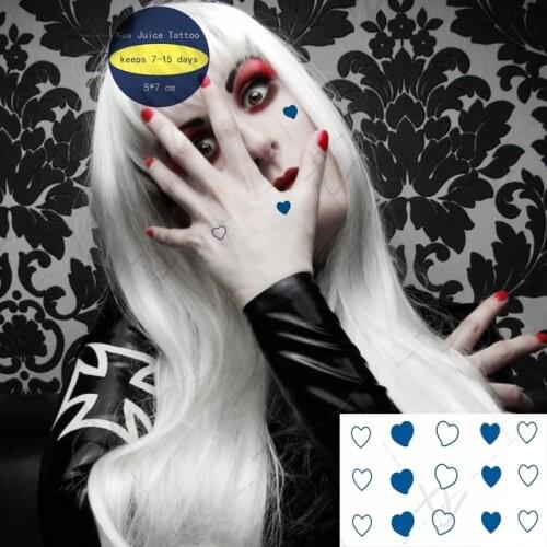Juice Tatto Stickers Minimalist Love Heart Smiley Body Art Ink Blue Waterproof Temporary Fake Tattoo for Kids Girl Women