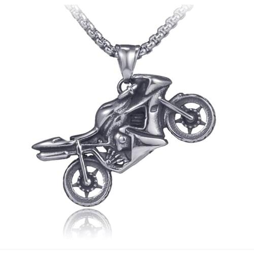 Stainless Steel Vintage Bicycle Pendant Necklace Punk Rock Bike Necklaces Jewelry Gift For Him with 60cm Chain