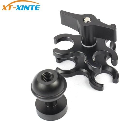 Upgrade Clamp 3-Hole Triple Butterfly Clip Clamp Mount + Ball Head Adapter for Scuba Diving Lights Arm Fixture LED Hero 5/4/3