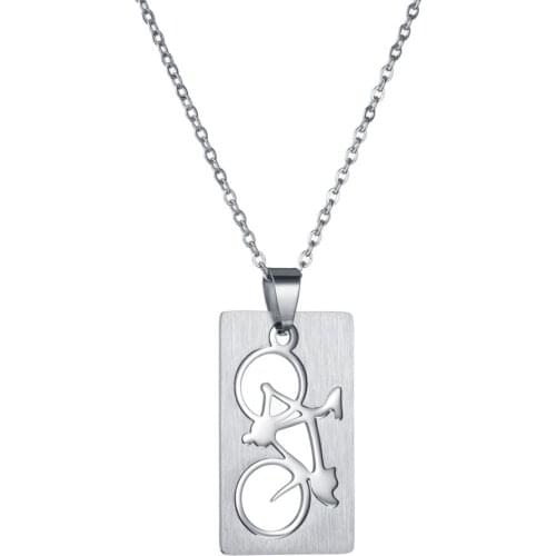 Punk Gothic Hollow Bike Pendant Necklace Silvery Color Cool Street Style Necklace For Men Women Gift Wholesale Neck Jewelry