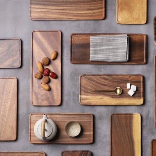 Musowood Acacia Rectangle Wooden Tea Tray Serving Table Plate Snacks Food Storage Dish for Hotel Home Serving Tray