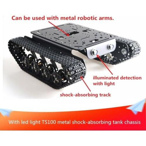 With Led Light TS100 Shock-absorbing Metal RC Robot Tank Chassis Send DC Motor Installation Tools DIY Mobile Handling Platform