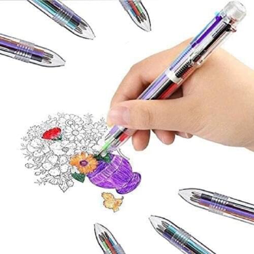 Kawaii 0.5mm 6-in-1 Multicolor Ballpoint Pen RetractableBallpoint Pens Office School Students canetas esferográficas