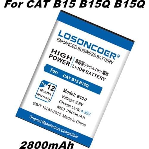LOSONCOER 2800mAh B10-2 Replacement Battery For Caterpillar CAT B15 B15Q B15 Q AM Good Quality Phone Batteries