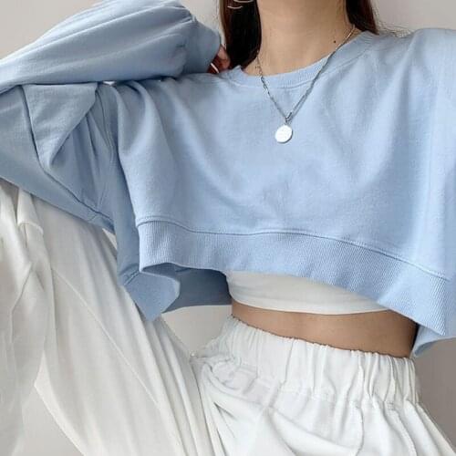 Thick Women Sweatshirt Hoodie Casual Loose Long Sleeve Oversized Streetwear Crop Sweatshirt for Girls Plus Size