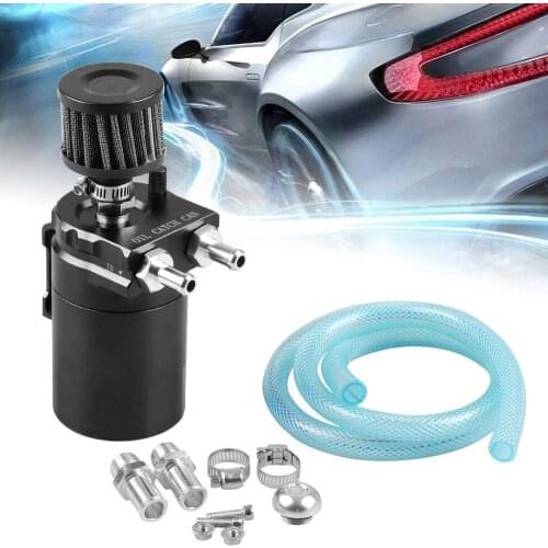 Universal Oil Catch Can Tank w/ Breather Aluminum Compact 2 Cylinder Polish Baffled Engine Air Oil Separator Tank Reservoir Kit
