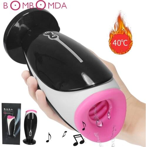 Vibrator For Men Masturbator Cup Intelligent Heating Blowjob Aircraft Cup Moan Voice Interactive Oral Adult Sex Toys Sex Machine