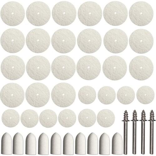64Pcs Felt Polishing Wheel Buffing Grinding Pad for Rotary Tools Mixed Set for Plastic Glass Metal Jewelry