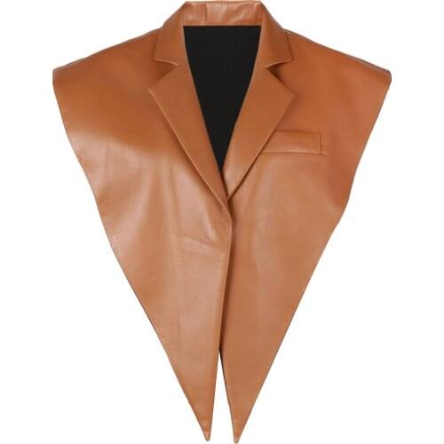 YOLOAgain 2021 New Women Real Leather Jacket Sleeveless Short Leather Shawl For Ladies