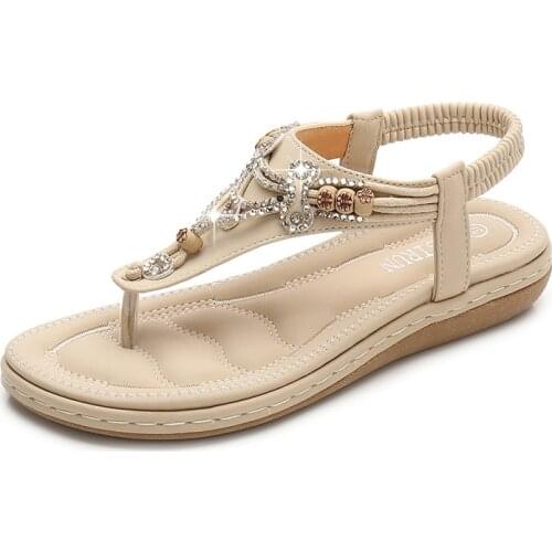 Yu Kube Summer Shoes Woman Sandals Bohemian Flat Sandalias Mujer 2020 Chaussures Femme Flip Flops Low Heel Thongs Sandals