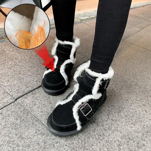 Plus Size 34-43 High Quality New Womens Fashion Snow Boots Real Sheepskin Leather Natural Fur Winter Boots Womens Warm Shoes