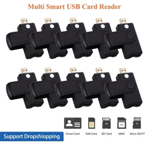 1-10PCS USB 3.0 2.0 Smart Card Reader TF Micro SD Memory ID Bank Electronic Sim Cloner Connector Adapter Compatible with Windows