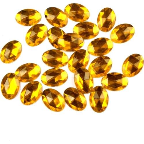 100Pcs Yellow Oval Acrylic Decoration Crafts Beads Flatback Cabochon Scrapbook For Clothes DIY Embellishments Accessories