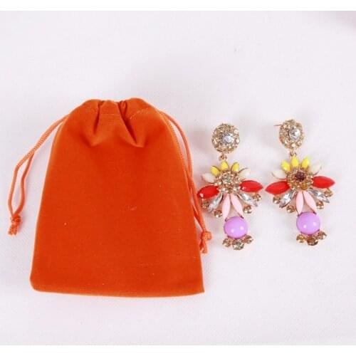 3 Size Orange Color Bags 5pcs/lot Jewelry Candy Gift Packing Pouches Ring Earrings Display Bags 5x7 7x9 9x12cm Pure Velvet Bags
